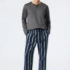 Schiesser Lounge Pants Long Woven Fabric Stripes Royal - Mix & Relax