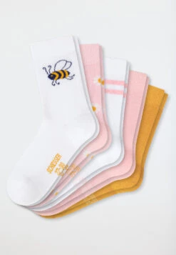 Schiesser Girls' Socks 5-pack Flowers Bee Multicolored - Biene