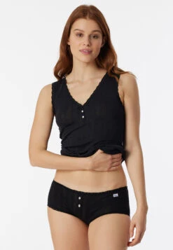 Schiesser Boy Shorts Black - Revival Agathe -Uni Style Shop micro pants schwarz revival agathe 162564 000 front