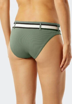 Schiesser Mini Bikini Bottoms Lined Striped Elastic Belt Khaki - California Dream