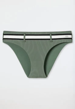 Schiesser Mini Bikini Bottoms Lined Striped Elastic Belt Khaki - California Dream -Uni Style Shop mini bikinislip gefuettert gestreifter elastikguertel khaki california dream 177045 701 detail1