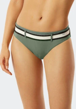 Schiesser Mini Bikini Bottoms Lined Striped Elastic Belt Khaki - California Dream -Uni Style Shop mini bikinislip gefuettert gestreifter elastikguertel khaki california dream 177045 701 detail2