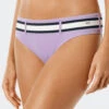 Schiesser Mini Bikini Bottoms Lined Striped Elastic Waistband Purple - California Dream