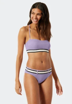 Schiesser Mini Bikini Bottoms Lined Striped Elastic Waistband Purple - California Dream -Uni Style Shop mini bikinislip gefuettert gestreifter elastikguertel lila california dream 177045 820 front