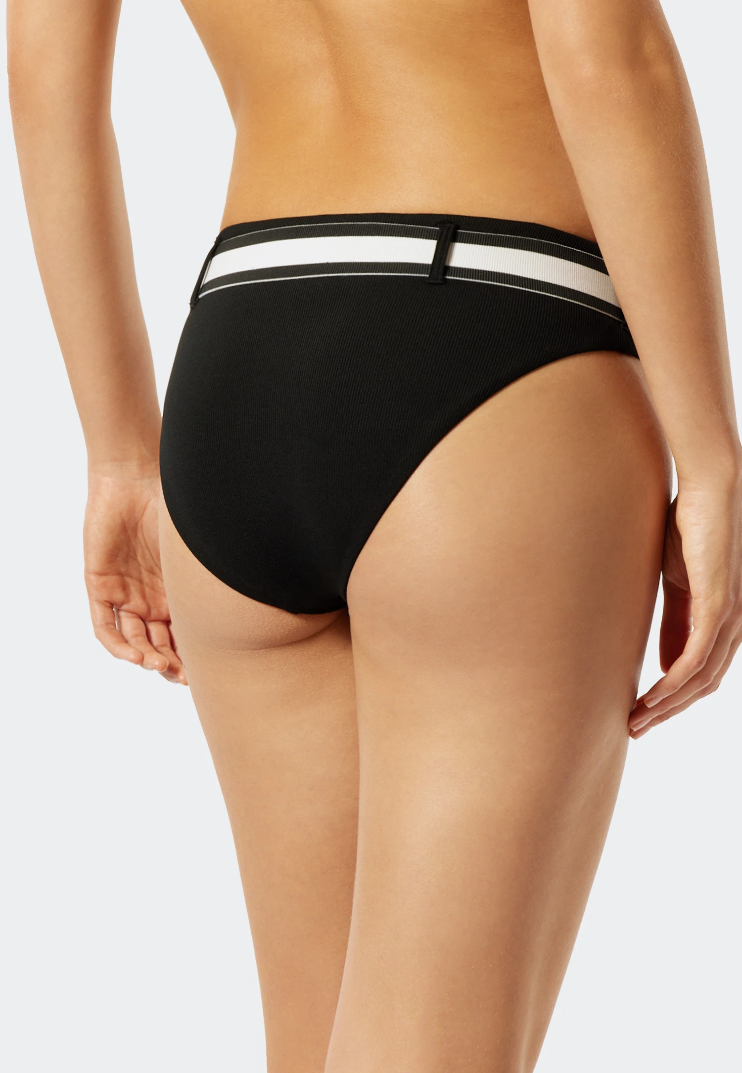 Schiesser Mini Bikini Bottoms Lined Striped Stretchy Belt Black - California Dream 1 Schiesser Mini Bikini Bottoms Lined Striped Stretchy Belt Black - California Dream