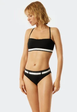 Schiesser Mini Bikini Bottoms Lined Striped Stretchy Belt Black - California Dream 6 Schiesser Mini Bikini Bottoms Lined Striped Stretchy Belt Black - California Dream -Uni Style Shop mini bikinislip gefuettert gestreifter elastikguertel schwarz california dream 177045 000 front