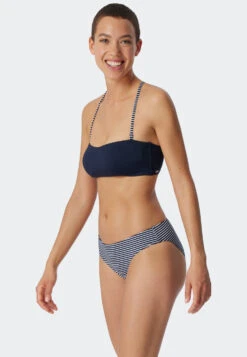 Schiesser Mini Bikini Bottoms Stripes Dark Blue - Mix & Match Reflections -Uni Style Shop mini bikinislip streifen dunkelblau mix match reflections 179202 803 front