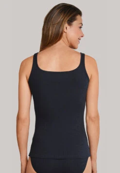 Schiesser Night-blue "Fräuleinwunder" - Strap Top Of Double Rib -Uni Style Shop nachtblaues fraeuleinwunder traegertop aus doppelripp 144168 804 back