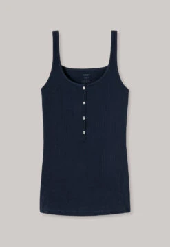 Schiesser Night-blue "Fräuleinwunder" - Strap Top Of Double Rib -Uni Style Shop nachtblaues fraeuleinwunder traegertop aus doppelripp 144168 804 detail1