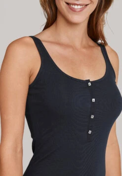 Schiesser Night-blue "Fräuleinwunder" - Strap Top Of Double Rib -Uni Style Shop nachtblaues fraeuleinwunder traegertop aus doppelripp 144168 804 detail3