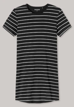Schiesser Sleep Shirt Short-sleeved Striped Black - Nightwear