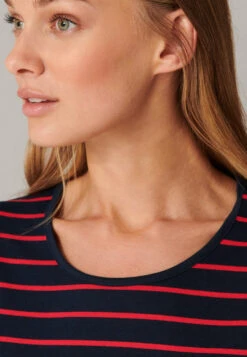 Schiesser Sleep Shirt Short-sleeved Stripes Black-red – Selected! Premium -Uni Style Shop nachthemd kurzarm ringel schwarz rot selected premium 161066 913 detail3