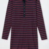 Schiesser Sleep Shirt Long Sleeve Stripes Button Placket Black-red - Selected! Premium Inspiration