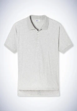 Schiesser Short-sleeved Polo Shirt, Heather Gray - Revival Carla -Uni Style Shop poloshirt kurzarm grau meliert revival carla 174243 202 detail1
