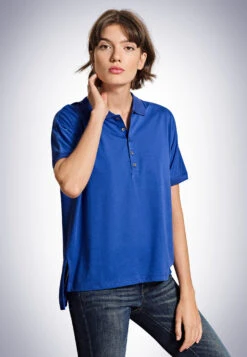 Schiesser Polo Shirt Short-sleeved Indigo - Revival Carla -Uni Style Shop poloshirt kurzarm indigo revival carla 174243 824 detail2