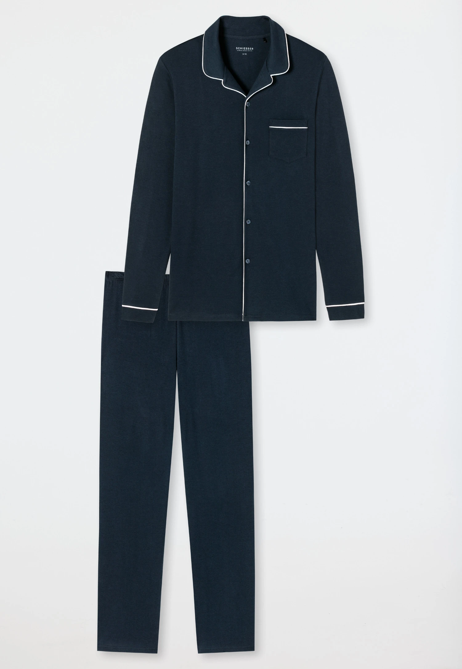 Schiesser Pajamas Long Interlock Dark Blue - Fine Interlock 3 Schiesser Pajamas Long Interlock Dark Blue - Fine Interlock - Image 3