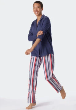 Schiesser Pajamas Long Interlock Lapel Collar Button Placket Multicolored - Comfort Fit 9 Schiesser Pajamas Long Interlock Lapel Collar Button Placket Multicolored - Comfort Fit -Uni Style Shop pyjama lang interlock reverskragen knopfleiste multicolor comfort fit 179250 904 front