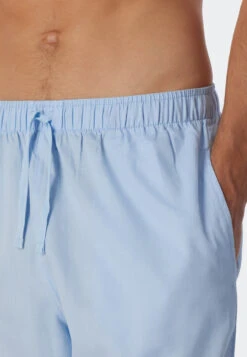 Schiesser Pajamas Long Woven Satin Button Placket Piping Light Blue - Cotton Satin -Uni Style Shop pyjama lang websatin knopfleiste paspeln hellblau cotton satin 179302 805 detail4