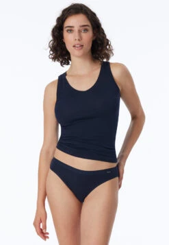 Schiesser Night-blue Rio Panty - Naturschönheit 6 Schiesser Night-blue Rio Panty - Naturschönheit -Uni Style Shop rio slip nachtblau naturschoenheit 144101 804 front