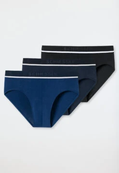 Schiesser Rio Briefs 3-pack Organic Cotton Woven Elastic Waistband Blue / Black - 95/5 -Uni Style Shop rio slips 3er pack organic cotton webgummibund blau schwarz 95 5 1 179571 908 detail1