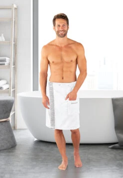 Sauna Towel Snap Fasteners Plus Size White - SCHIESSER Home