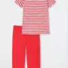 Schiesser Pajamas 3/4-length Organic Cotton Breton Stripes Red - Essential Stripes