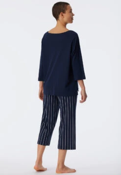 Schiesser Pajamas 3/4-length Modal Oversized Shirt Dark Blue - Modern Nightwear
