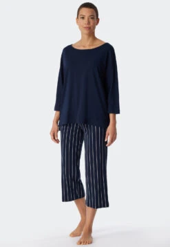 Schiesser Pajamas 3/4-length Modal Oversized Shirt Dark Blue - Modern Nightwear -Uni Style Shop schlafanzug 3 4 lang modal oversized shirt dunkelblau modern nightwear 179234 803 detail2