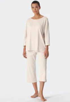 Schiesser Pajamas 3/4 Length Modal Oversized Shirt Sand - Modern Nightwear