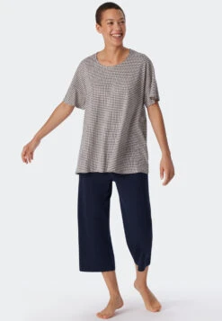 Schiesser Pajamas 3/4 Length Organic Cotton Wide A-shape Graphic Print Multicolored - Flared Fit -Uni Style Shop schlafanzug 3 4 lang organic cotton weite a form grafik print multicolor flared fit 179253 913 detail3