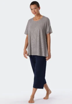 Schiesser Pajamas 3/4 Length Organic Cotton Wide A-shape Graphic Print Multicolored - Flared Fit -Uni Style Shop schlafanzug 3 4 lang organic cotton weite a form grafik print multicolor flared fit 179253 913 front