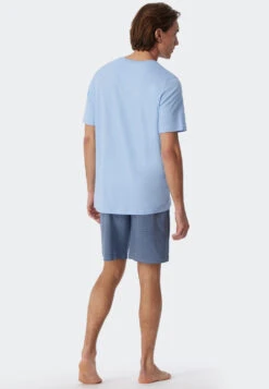 Schiesser Pajamas Short Interlock Air Patterned - Fine Interlock -Uni Style Shop schlafanzug kurz interlock air gemustert fine interlock 179119 802 back