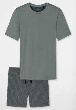 Schiesser Pajamas Short Interlock Jade Patterned - Fine Interlock