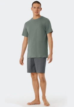 Schiesser Pajamas Short Interlock Jade Patterned - Fine Interlock -Uni Style Shop schlafanzug kurz interlock jade gemustert fine interlock 179119 713 detail2
