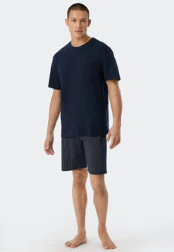 Schiesser Pajamas Short Jersey Blue - Ebony 10 Schiesser Pajamas Short Jersey Blue - Ebony -Uni Style Shop schlafanzug kurz jersey blau ebony 159634 800 detail2