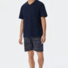 Schiesser Pajamas Short Jersey V-neck Blue - Ebony