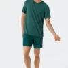 Schiesser Pajamas Short Modal Stripes Lime - Long Life Soft