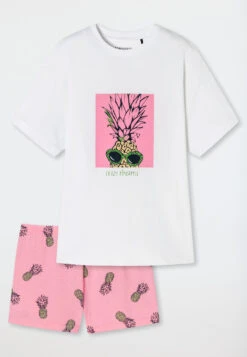 Schiesser Pajamas Short Organic Cotton Pineapple White - Ocean Flow -Uni Style Shop schlafanzug kurz organic cotton ananas weiss ocean flow 178971 100 detail1