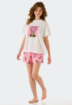 Schiesser Pajamas Short Organic Cotton Pineapple White - Ocean Flow