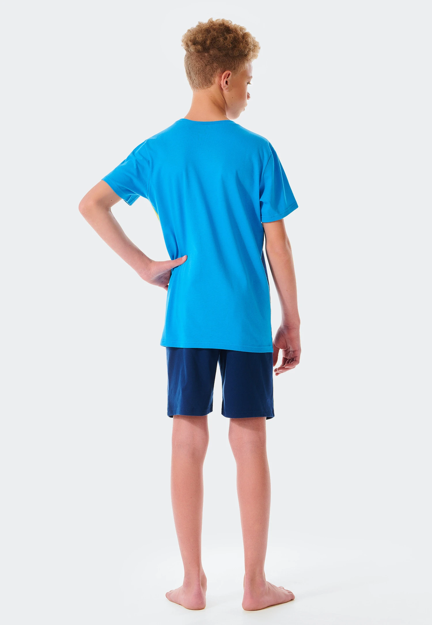 Schiesser Short Pajamas Organic Cotton Block Stripes Blue - Siesta Digital 3 Schiesser Short Pajamas Organic Cotton Block Stripes Blue - Siesta Digital - Image 3