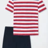 Schiesser Pajamas Short Organic Cotton Block Stripes Red - Aquatic Flow