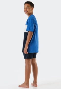 Schiesser Pajamas Short Organic Cotton Block Stripes Waves Aqua - Aquatic Flow 7 Schiesser Pajamas Short Organic Cotton Block Stripes Waves Aqua - Aquatic Flow -Uni Style Shop schlafanzug kurz organic cotton blockringel wellen aqua aquatic flow 178984 833 back