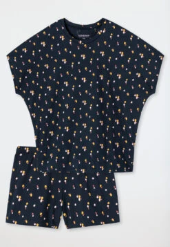 Schiesser Short Pajamas Organic Cotton Flowers Anthracite - Happy Summer 7 Schiesser Short Pajamas Organic Cotton Flowers Anthracite - Happy Summer -Uni Style Shop schlafanzug kurz organic cotton blumen anthrazit happy summer 176622 203 detail1