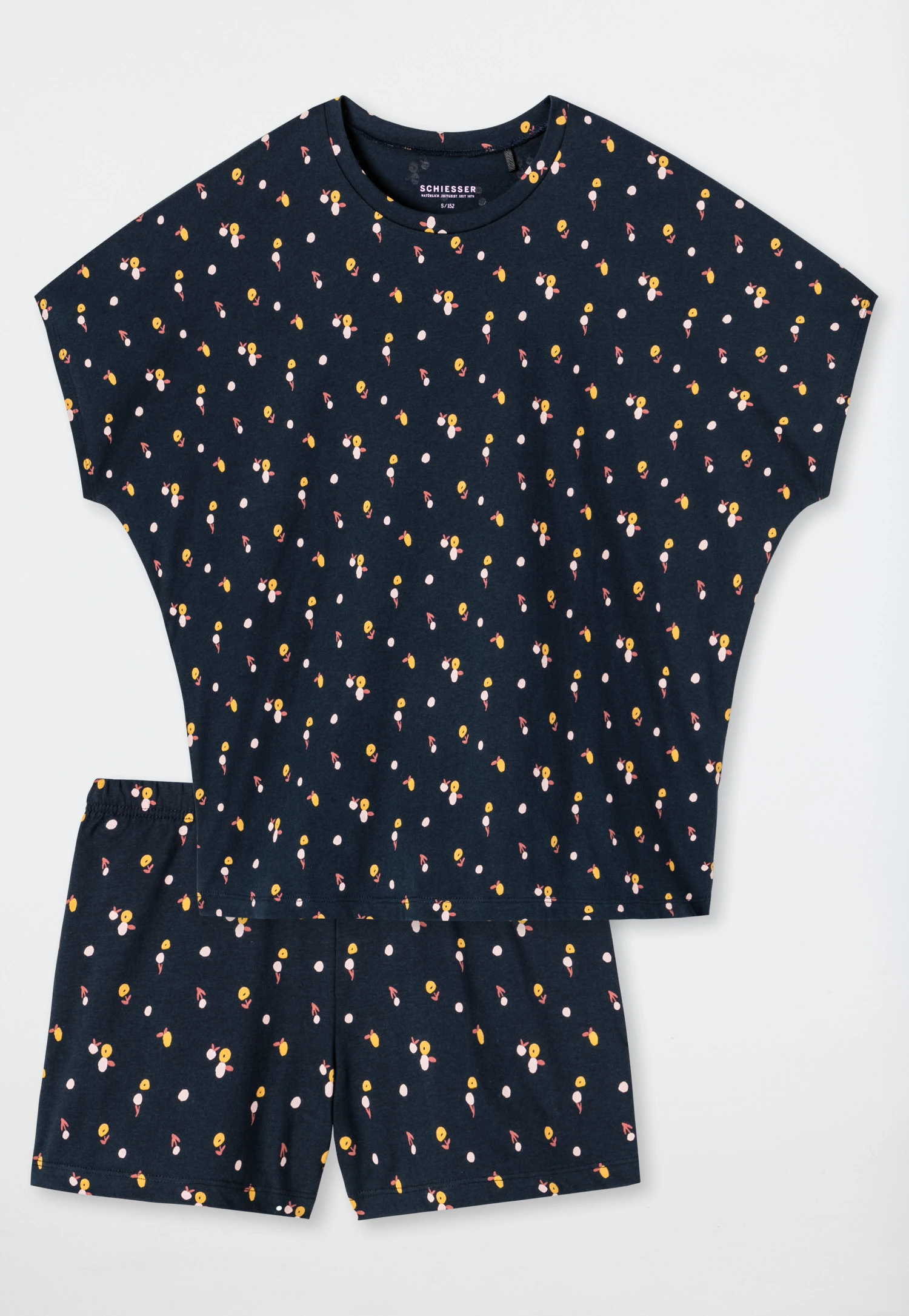 Schiesser Short Pajamas Organic Cotton Flowers Anthracite - Happy Summer 4 Schiesser Short Pajamas Organic Cotton Flowers Anthracite - Happy Summer - Image 4