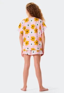 Schiesser Short Pajamas Organic Cotton Flowers Pink - Happy Summer -Uni Style Shop schlafanzug kurz organic cotton blumen rosa happy summer 176622 503 back