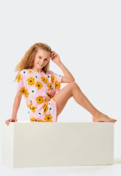 Schiesser Short Pajamas Organic Cotton Flowers Pink - Happy Summer -Uni Style Shop schlafanzug kurz organic cotton blumen rosa happy summer 176622 503 front