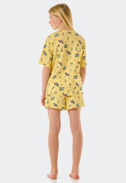 Schiesser Pajamas Short Organic Cotton Camper Vanilla - Ocean Flow