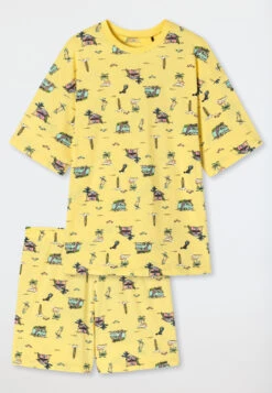 Schiesser Pajamas Short Organic Cotton Camper Vanilla - Ocean Flow -Uni Style Shop schlafanzug kurz organic cotton camper vanille ocean flow 178974 607 detail1