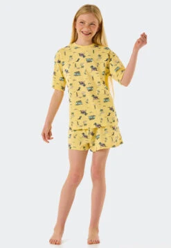 Schiesser Pajamas Short Organic Cotton Camper Vanilla - Ocean Flow -Uni Style Shop schlafanzug kurz organic cotton camper vanille ocean flow 178974 607 detail2