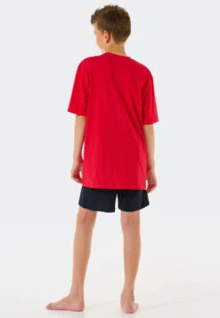 Schiesser Pajamas Short Organic Cotton Octopus Red - Aquatic Flow